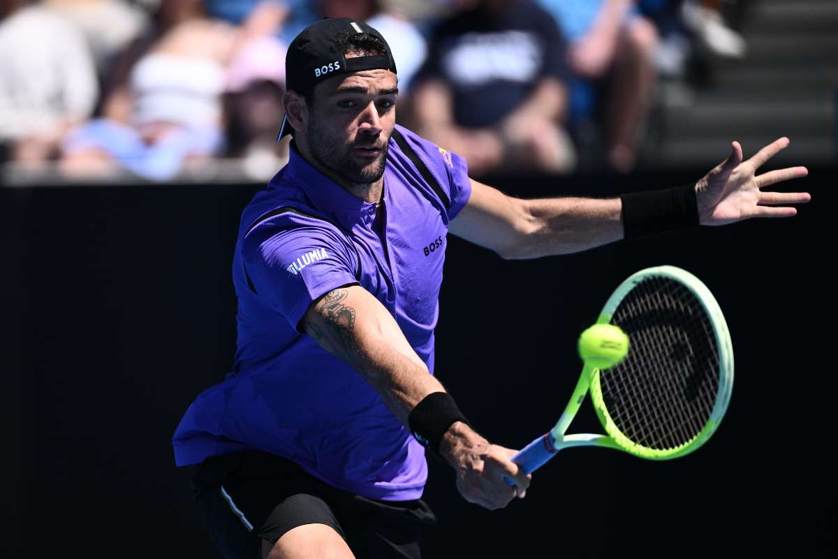 Berrettini durante un match dell'Australian Open