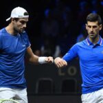 Berrettini e Djokovic durante la Laver Cup del 2022