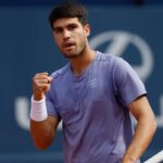Il tennista spagnolo Carlos Alcaraz durante un match