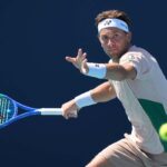 Il tennista norvegese Casper Ruud durante un incontro