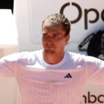Sascha Zverev esulta a Madrid