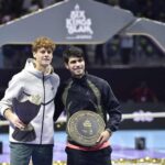 Jannik Sinner e Carlos Alcaraz alla premiazione